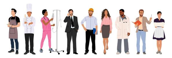 Diverse group of people in various professions vector