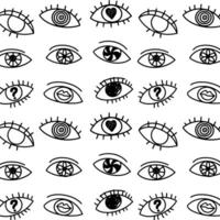 Outline doodle eyes pattern. Simple doodle. Hand drawn sketch. vector