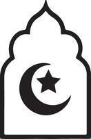 Crescent Moon and Star Islamic Silhouette vector