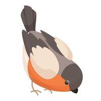 Bright bird bullfinch, bird with red breast. Flat cartoon character design. Bird icon, cute template with bullfinch image. illustration isolated on white background. vector