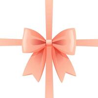 Pink ribbon tied in a knot. The bow is placed in the middle of a square format. Ribbon for wedding invitation, certificate, gift boxes, with space for text on a white background. vector