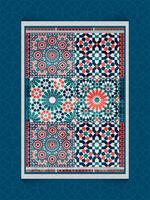 Islamic Tile Design With Arabesque Geometric Patterns vector