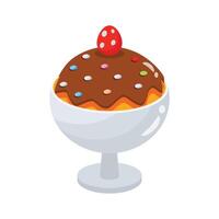 A visually appealing 3d style icon depicting sundae serving vector