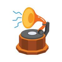 An editable 3d style icon showing old gramophone vector