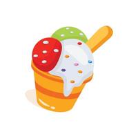 Here is a well designed 3d style icon of ice cream cup vector