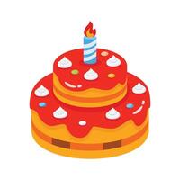 Tier cake with a candle on it, 3d icon ready for premium use vector