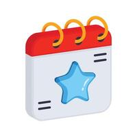 Check this amazing 3d style icon of calendar with a star on it vector