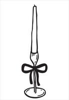 illustration in doodle style. candle in a candlestick. sketch vector
