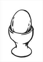 illustration in doodle style. egg in a stand. vintage vector