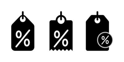 Set of Black Discount Tags With Percentage Symbols on Isolated Background vector