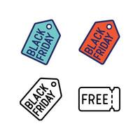 Black Friday Sale Tags and Free Coupon Icon Set. vector