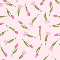 Spring seamless pattern with tulips on a pink background. Floral pattern for textile, wallpaper or packaging. vector
