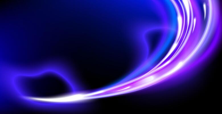 Glowing blue and purple light trails sweeping across a dark background,futuristic and dynamic motion effect. Ideal for technology background,, digital themes, modern designs banner. illustration