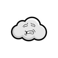 A cartoon cloud with a sad face vector