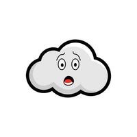 A cartoon cloud with a surprised face vector
