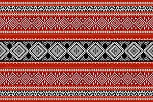 Seamless white floral damask tracery oriental shape with black geometric ethnic tradition pattern texture on red background vector