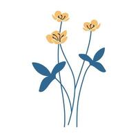 Simple illustration of yellow buttercup flowers. Perfect for creating minimalist floral designs. vector