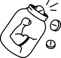 A hand drawn icon of gym supplements in a jar vector