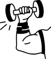 A hand drawn icon of bicep exercise vector