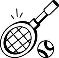 A hand draw icon of tennis racket with a ball vector