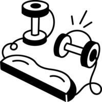 Dumbbell workout icon in hand drawn style vector