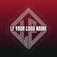 LF text logo design with vertical gap texture vector