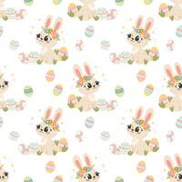 Seamless Easter Bunny and Eggs Pattern. Hand-Drawn Spring Digital Paper for DIY, Fabric, and Print Projects vector