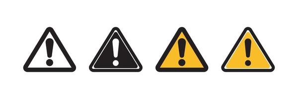 Warning sign icon set representing caution alert and danger concept vector
