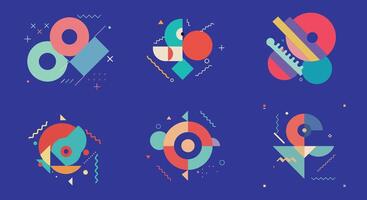 Colorful abstract geometric shapes in a flat design style creating a playful and vibrant composition in art vector