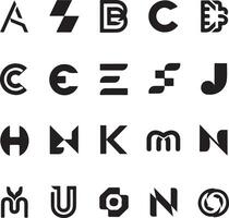 set of unique black and white logos monograms vector
