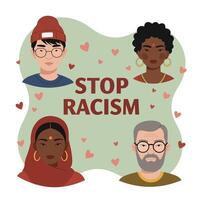 Stop Racism Poster with 4 Different Ethnic vector