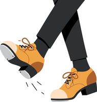 A person wearing stylish orange shoes walking confidently in a minimal illustration showcasing motion and elegance in design style art vector