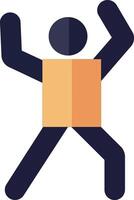 Human figure celebrating joyfully with raised arms in flat illustration style conveying happiness and energy in a minimal design of modern art vector