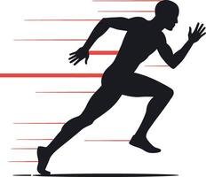 Dynamic athlete sprinting with speed lines in a minimal design style illustration vector