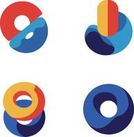 Colorful geometric shapes in flat design showcasing various circular forms and overlapping elements, perfect for modern art vector