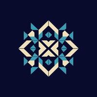 Geometric abstract pattern with blue and cream shapes in a minimal style, vibrant art vector