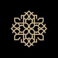 Intricate geometric pattern design in gold on black background, minimal style, showcasing elegance and symmetry in art vector