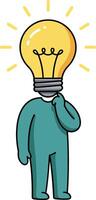 A person with a light bulb for a head in a flat design art style representing creativity and ideas vector