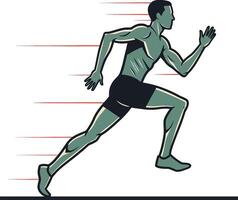Dynamic male runner in motion, showcasing speed and athleticism in minimal illustration vector