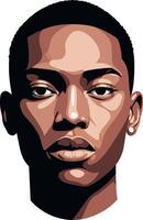 Portrait of a young man with a serious expression in detailed flat art vector