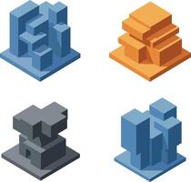 Geometric structures in various colors showcasing minimalistic design style as modern abstract art vector
