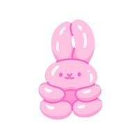 Realistic animal shaped balloon, funny bunny. Twisted helium ballon or like jelly candy. Happy rabbit with positive face expression. Spring, happy easter symbol vector