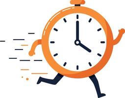 Running stopwatch character in a flat design style highlighting speed and urgency in art vector