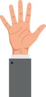 Hand with outstretched fingers in a flat design style showcasing a formal attire for art vector