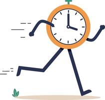 Running clock character in a minimal style conveying urgency and time management in art vector