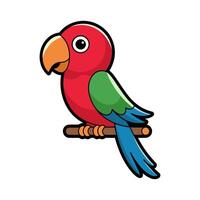 a cartoon red parrot sitting on a branch vector