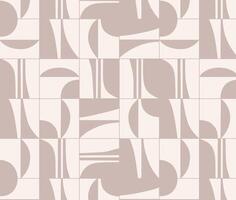 Linear smooth and square abstract pattern drawing with coffee color on beige background vector