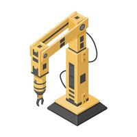 Isometric Illustration Icon of Automated Factory Assembly Line Hydraulic Robot Arm vector