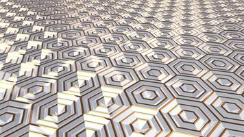 MODERN FUTURISTIC WHITE GOLD HEXAGONAL SHAPES ABSTRACT BACKGROUND ANIMATION LOOP video