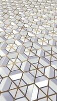 FUTURISTIC VERTICAL MODERN WHITE AND GOLD HEXAGONAL SHAPES ABSTRACT BACKGROUND ANIMATION LOOP video
